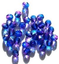 25 8mm Faceted Two Tone Sapphire Fuchsia Firepolish Beads
